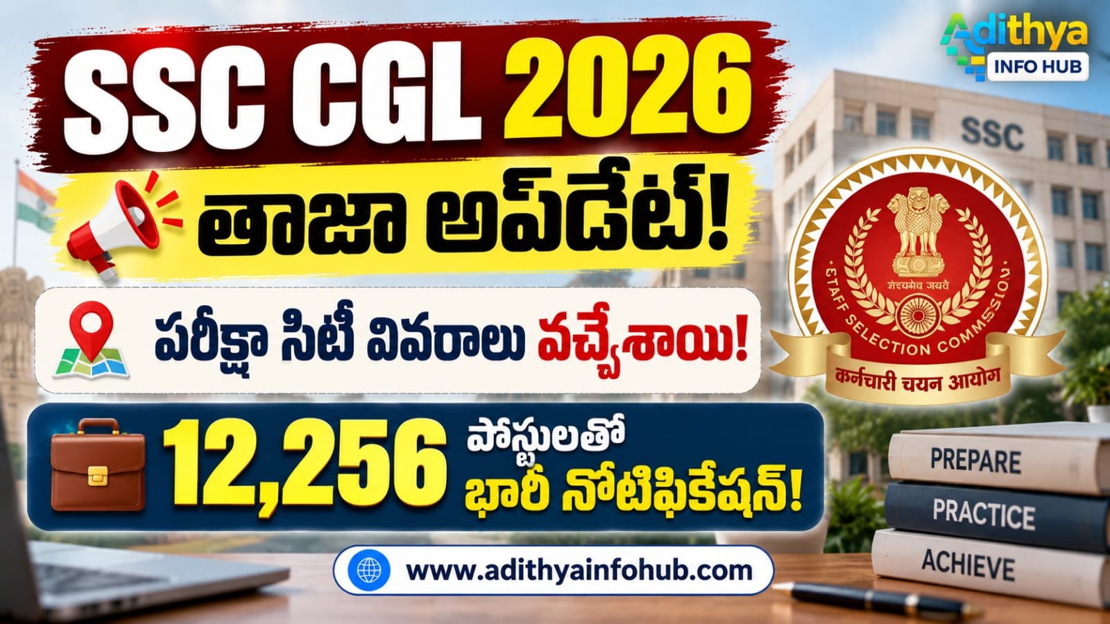 SSC CGL 2026 Exam City Details 12256 Posts Notice