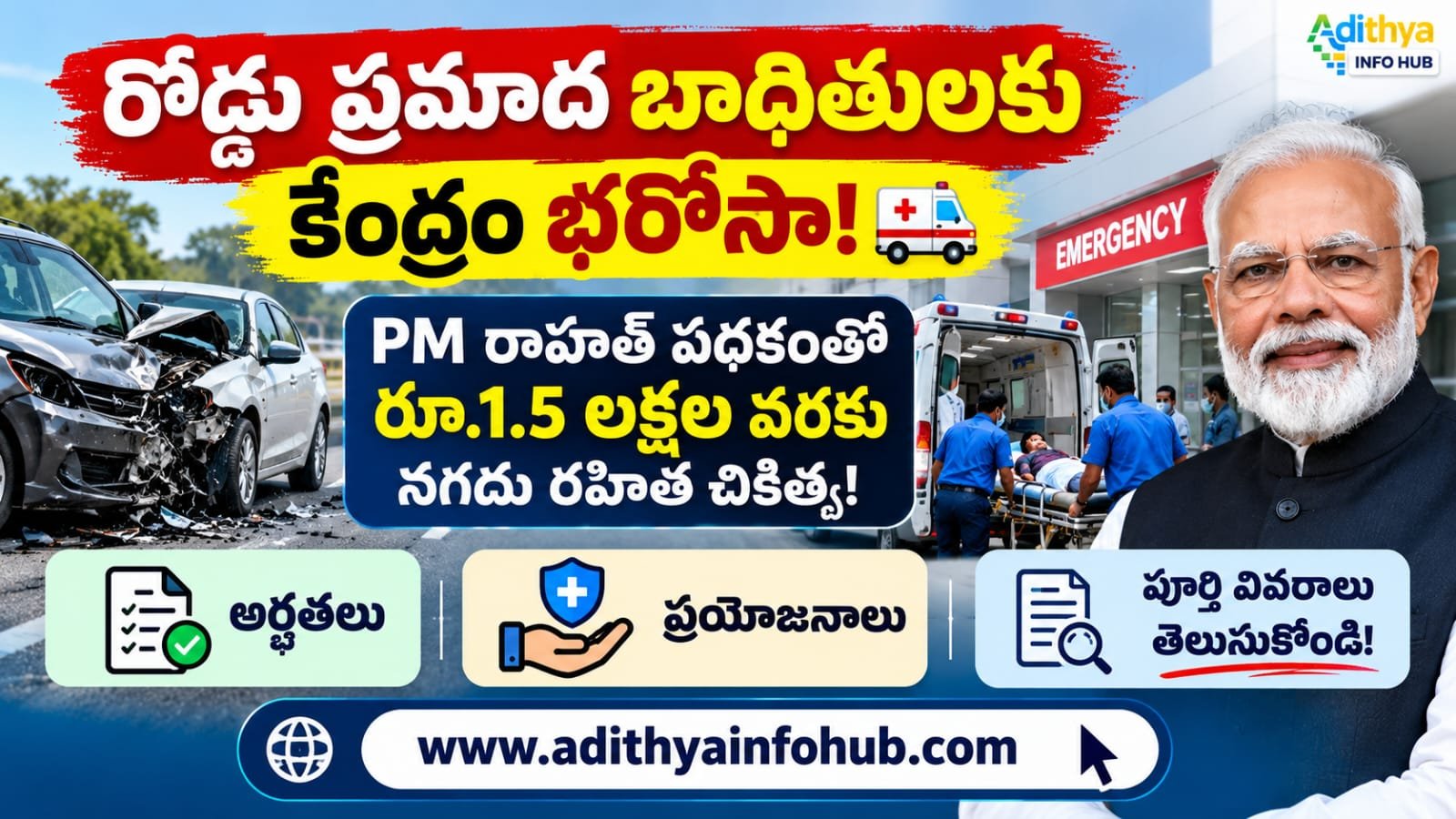 PM RAHAT Scheme 2026 road accident victim cashless treatment central govt scheme