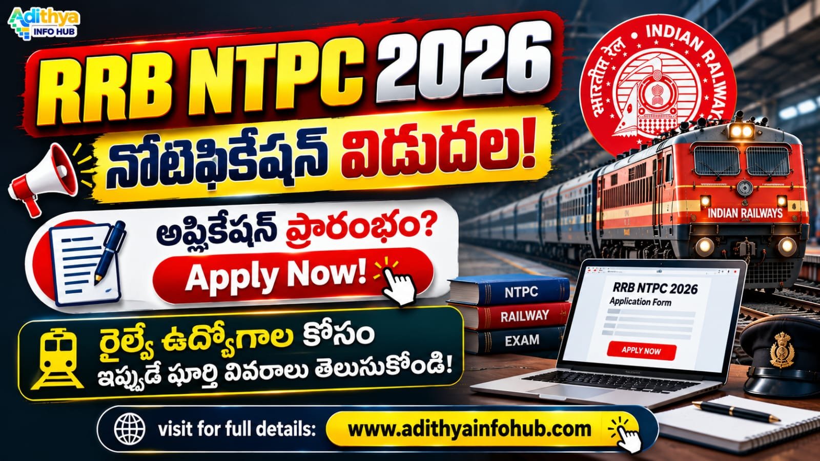 RRB NTPC Undergraduate 2026 నోటిఫికేషన్ 1,688 రైల్వే ఉద్యోగాల అధికారిక వివరాలు